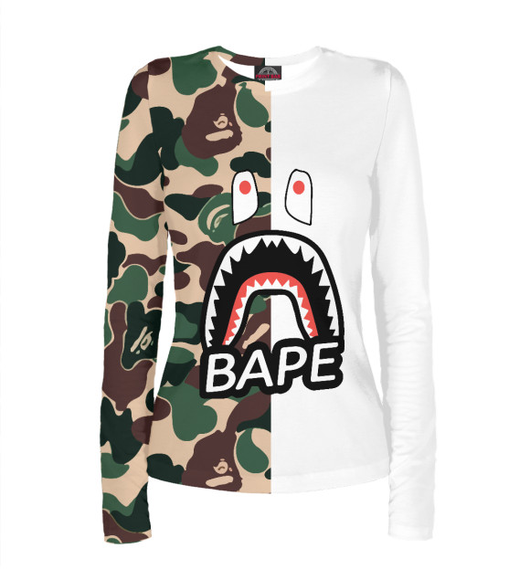 Женский лонгслив с изображением BAPE цвета Белый