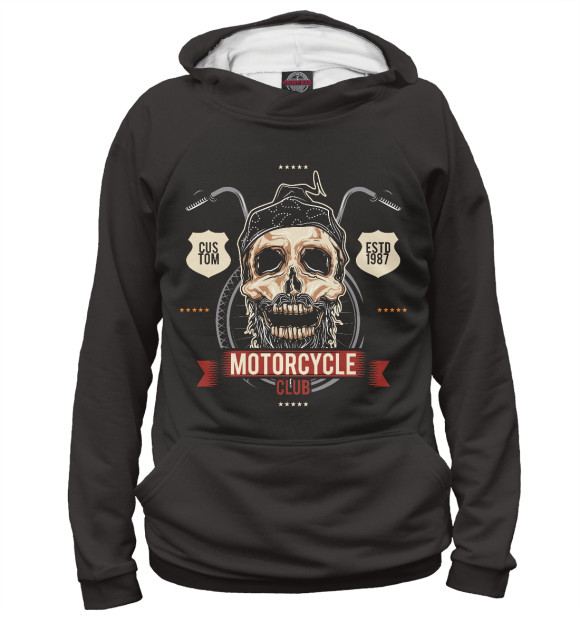 Мужское худи с изображением Motorcycle цвета Белый