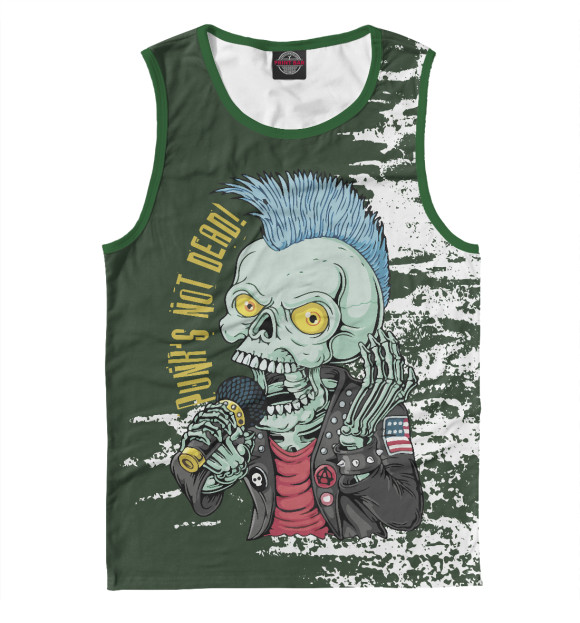Майка для мальчика с притом Punk's not dead цвета Белый Майка для мальчика с изображением Punk's not dead цвета Белый
