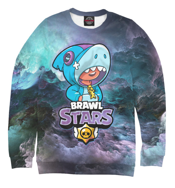 Свитшот для девочек с изображением Space Leon Shark цвета Белый