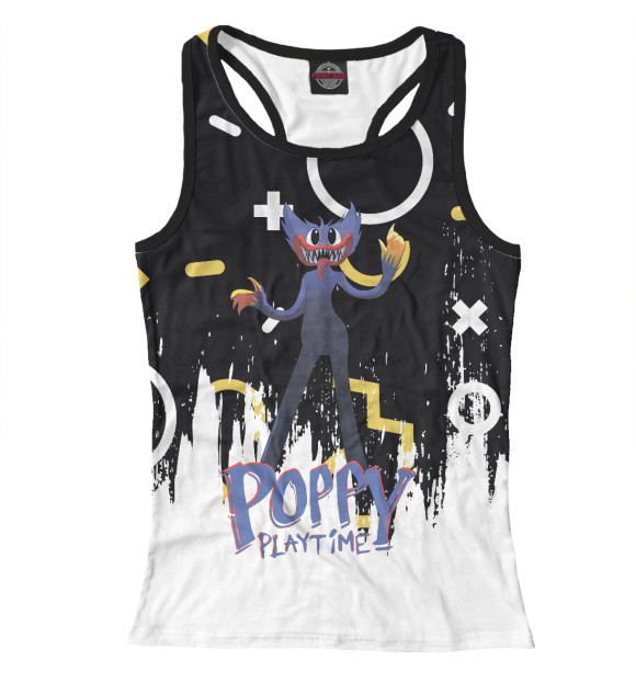 Женская майка-борцовка с изображением Poppy Playtime цвета Белый