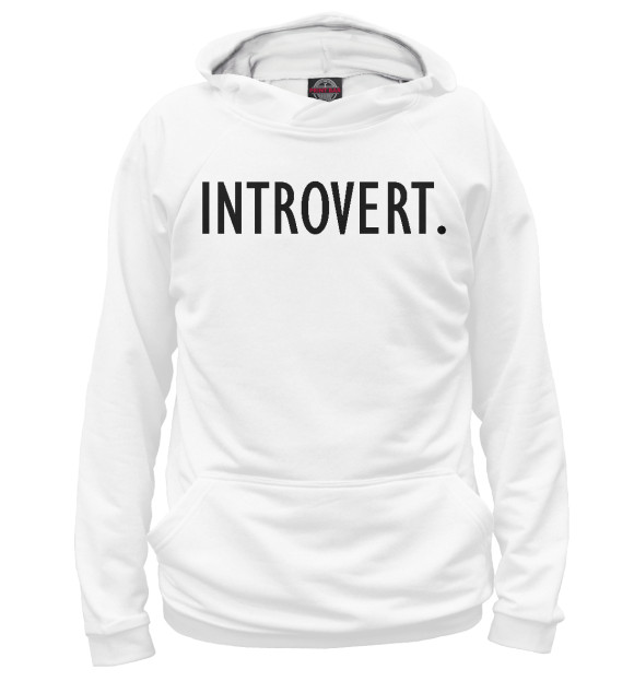 Женское худи с изображением Introvert. цвета Белый