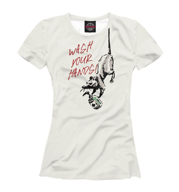 Женская футболка с изображением Wash your hands цвета Белый