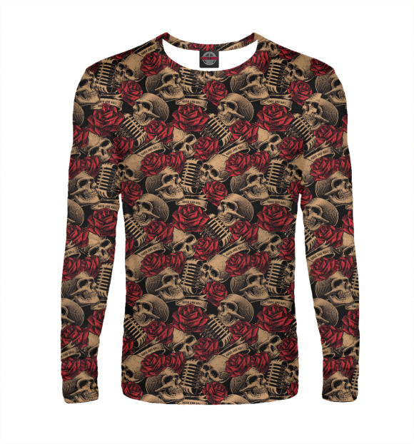 Мужской лонгслив с изображением Rock'n'roll цвета Белый