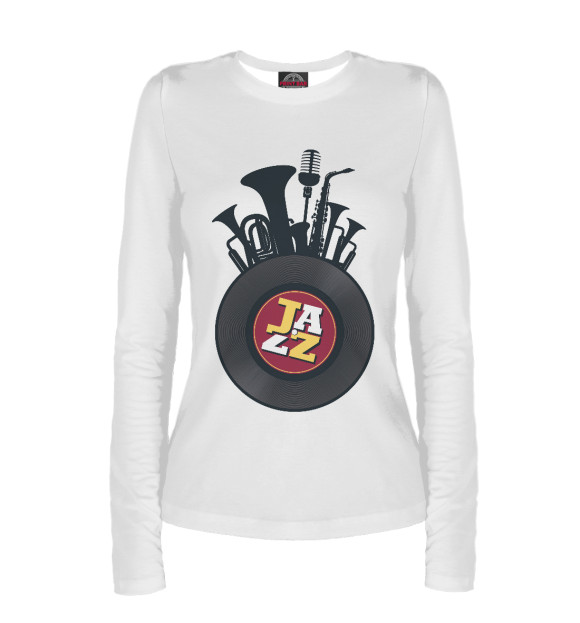 Женский лонгслив с изображением Jazz цвета Белый
