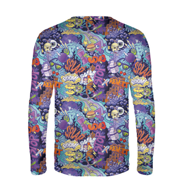 Мужской лонгслив с изображением Стритарт фиолетовый цвета Белый