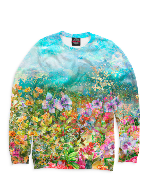 Женский свитшот с изображением Цветы цвета Белый