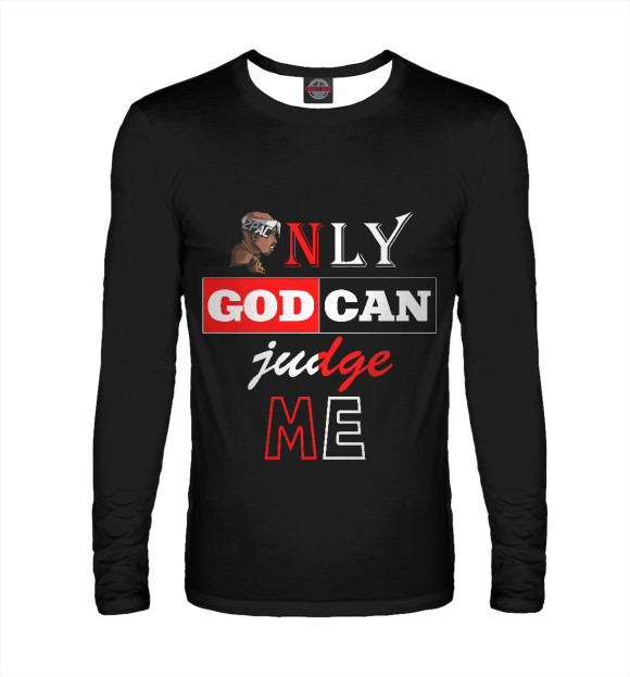 Мужской лонгслив с изображением Only god can judge me цвета Белый