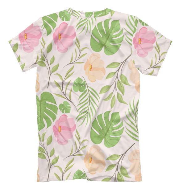 Футболка для мальчиков с изображением Pink flowers (pattern) цвета Белый