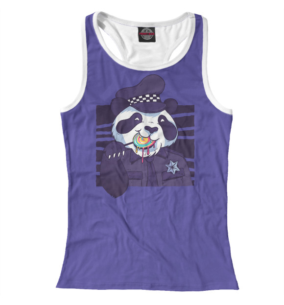 Женская майка-борцовка с изображением Панда Полицейский цвета Белый