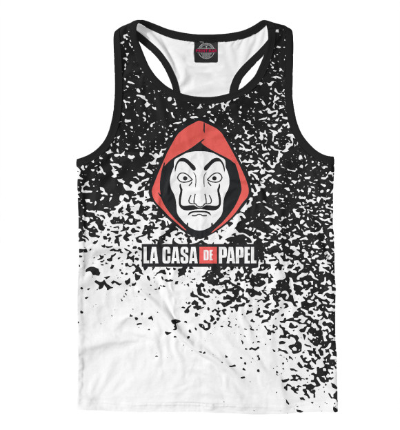Мужская майка-борцовка с изображением La Casa de Papel / Бумажный цвета Белый