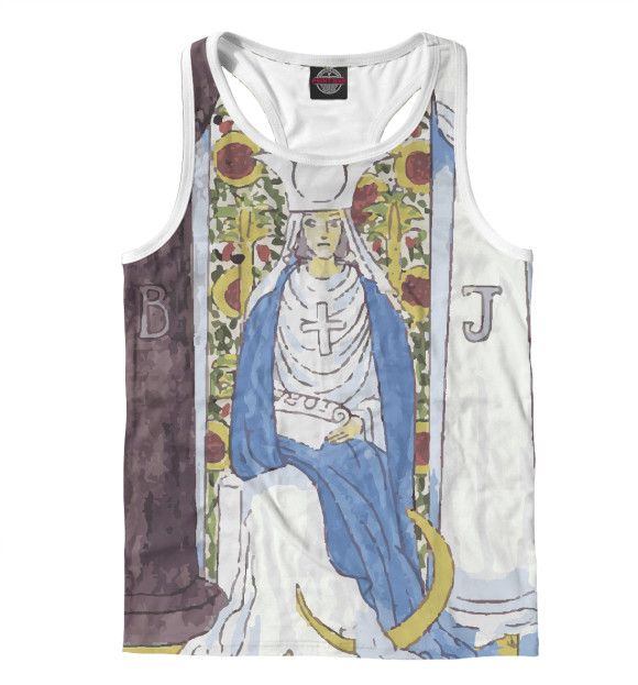 Мужская майка-борцовка с изображением Таро Уэйта - Жрица цвета Белый