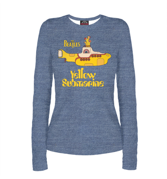 Женский лонгслив с притом On a Yellow Submarine цвета Белый Женский лонгслив с изображением On a Yellow Submarine цвета Белый