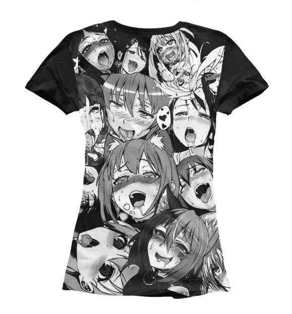 Футболка для девочек с изображением Ahegao | Ахэгао цвета Белый