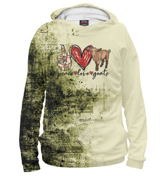 Мужское худи Peace Love Goats
