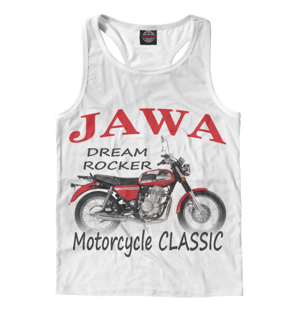 Мужская майка-борцовка с изображением JAWA цвета Белый