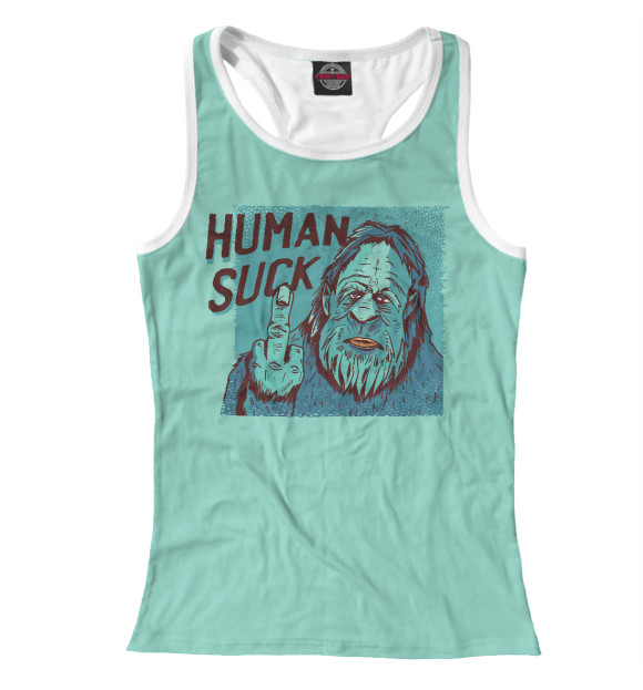 Женская майка-борцовка с изображением Human Suck цвета Белый