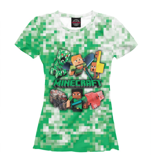 Женская футболка с изображением Minecraft персонажи цвета Белый