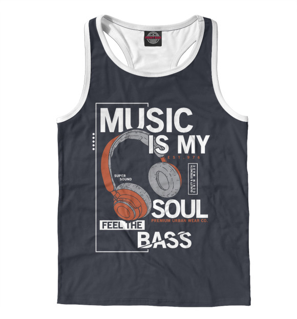 Мужская майка-борцовка с изображением Музыка - моя душа цвета Белый
