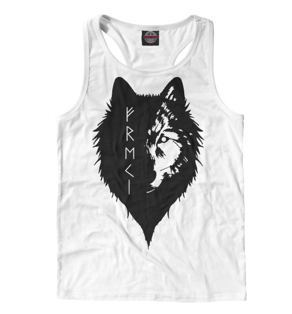 Мужская майка-борцовка с изображением Волк Одина цвета Белый