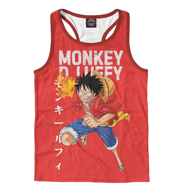 Мужская майка-борцовка с изображением One Piece Большой куш цвета Белый