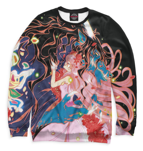 Свитшот для девочек с изображением Красавица и дракон цвета Белый