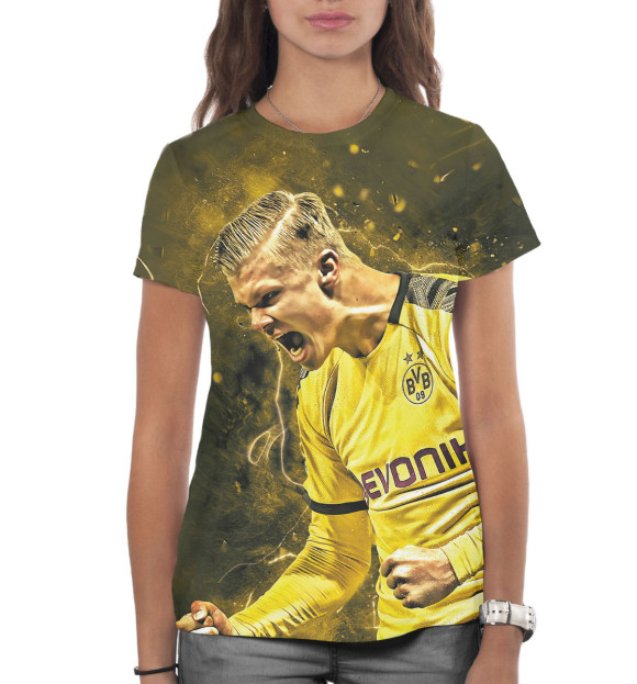 Женская футболка с изображением Эрлинг Холанн цвета Белый