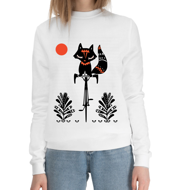 Женский хлопковый свитшот с изображением Boho Fox цвета Белый