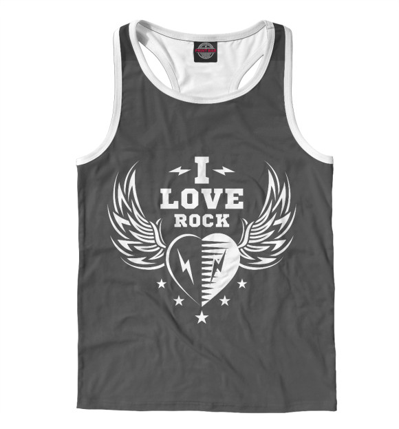 Мужская майка-борцовка с изображением I love Rock цвета Белый