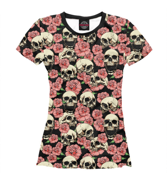 Женская футболка с изображением Skull&Rose цвета Белый