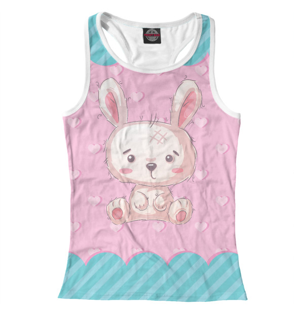 Женская майка-борцовка с изображением Милый зайка цвета Белый