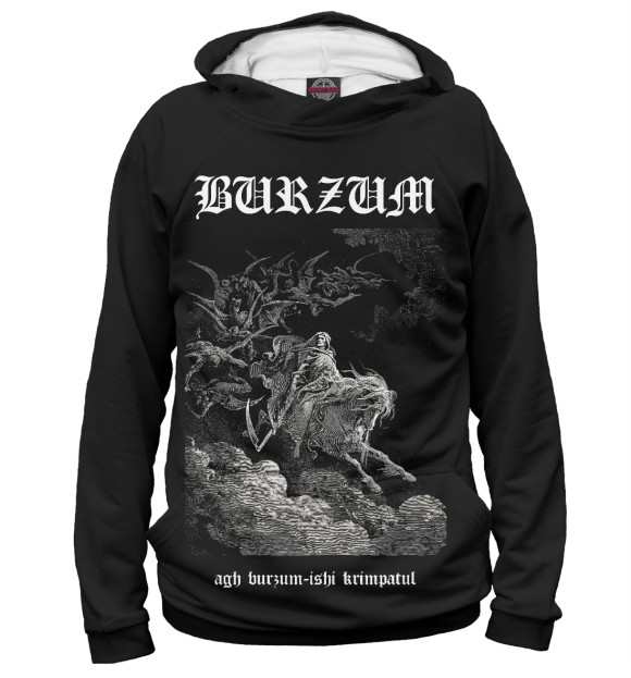 Женское худи с изображением Burzum ishi krimpatul цвета Белый