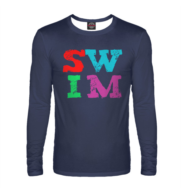 Мужской лонгслив с изображением SWIM letters цвета Белый