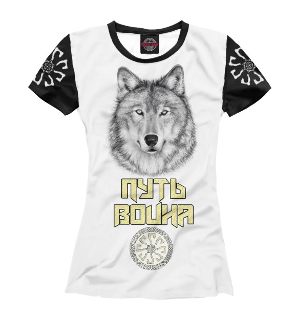 Футболка для девочек с изображением Белый Волк Воин цвета Белый