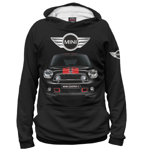 Мужское худи с изображением Mini Cooper цвета Белый