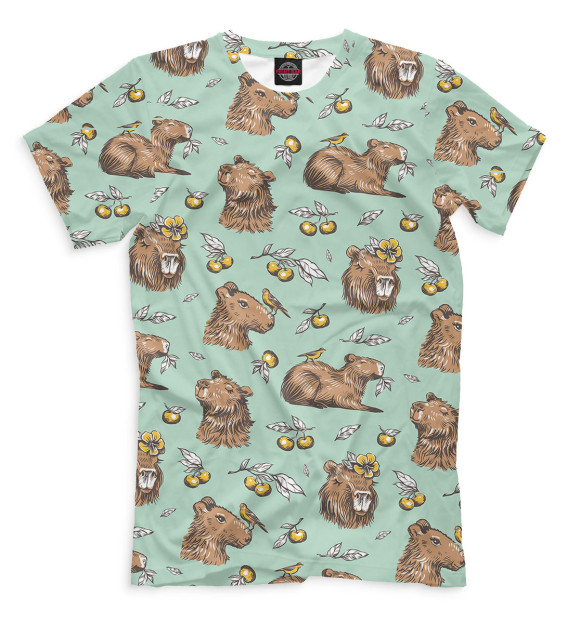 Футболка для мальчиков с изображением Капибара с ягодами цвета Белый