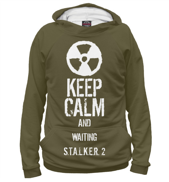 Мужское худи с притом Keep calm.. цвета Белый Мужское худи с изображением Keep calm.. цвета Белый