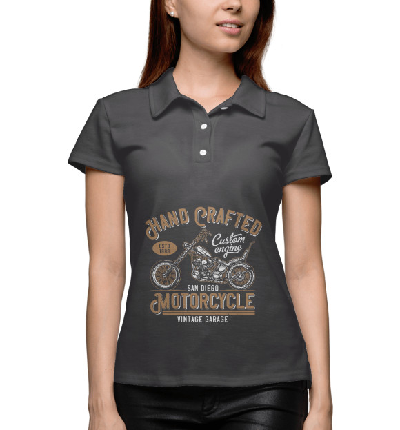 Женское поло с изображением Мотоцикл цвета Белый