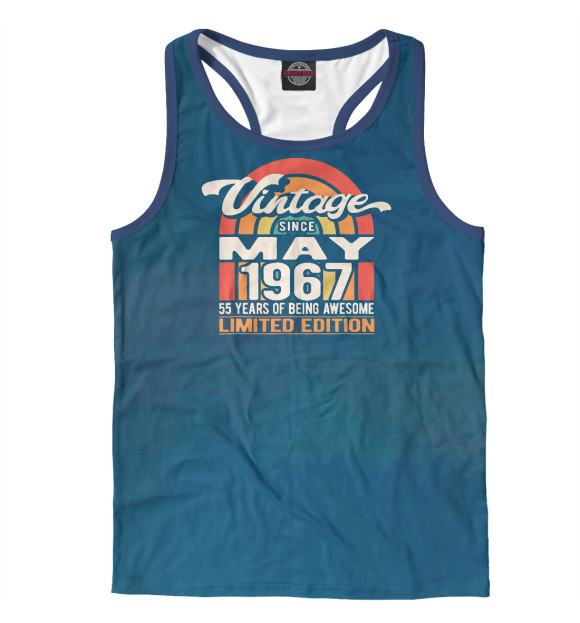 Мужская майка-борцовка с изображением Vintage May 1967 цвета Белый