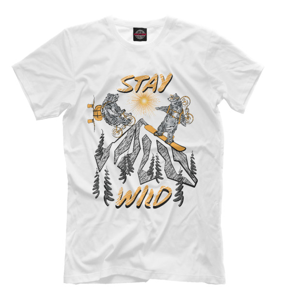 Мужская футболка с изображением Stay wild цвета Белый