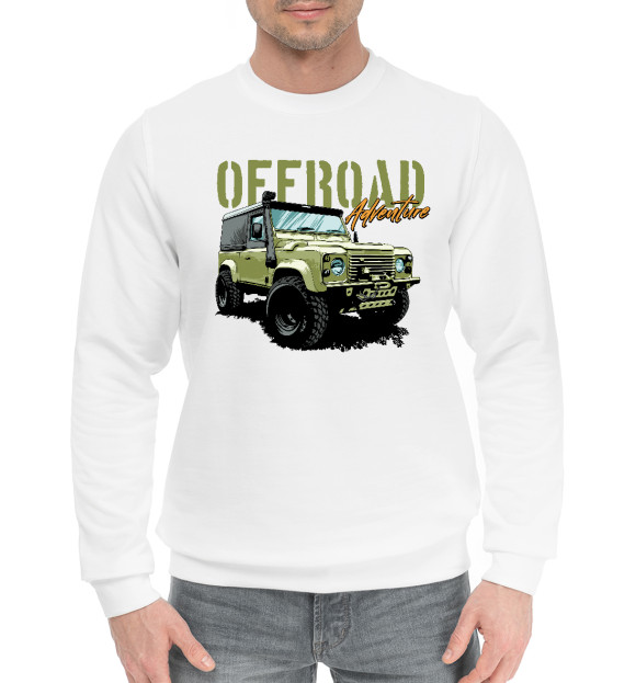 Мужской хлопковый свитшот с изображением Offroad Adventure цвета Белый