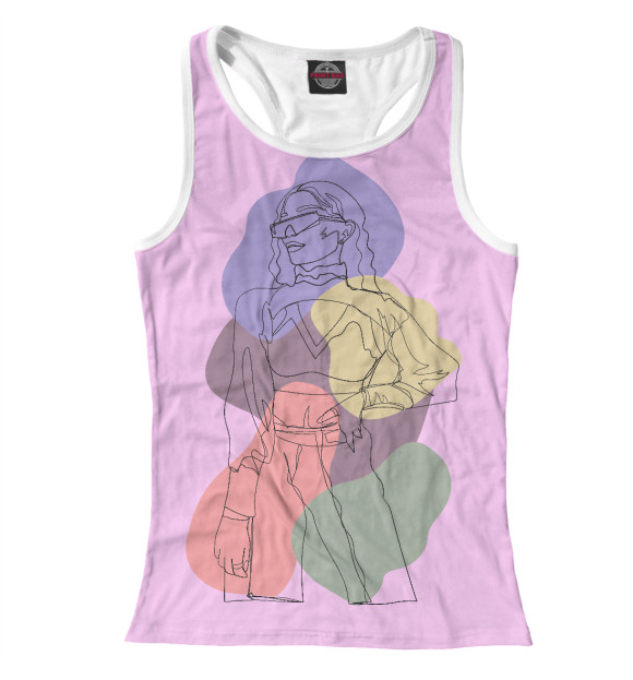 Женская майка-борцовка с изображением Одна линия цвета Белый