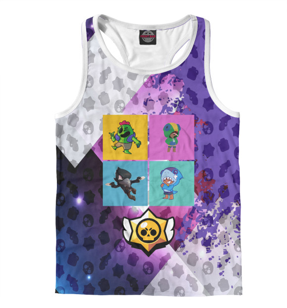 Мужская майка-борцовка с изображением Brawl Stars 4 цвета Белый