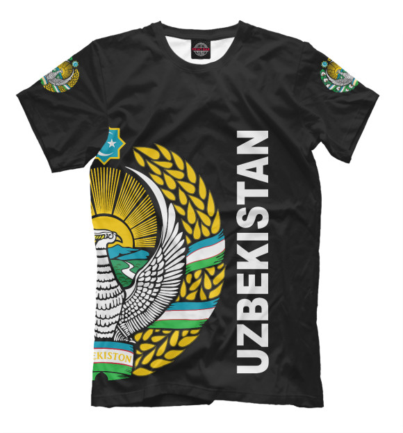 Мужская футболка с изображением Узбекистан цвета Белый