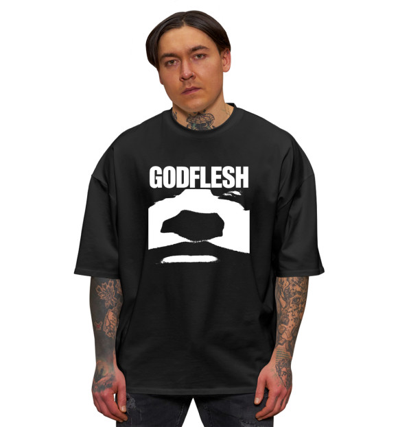 Мужская футболка оверсайз с изображением Godflesh цвета Черный
