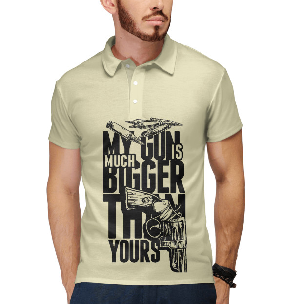 Мужское поло с изображением Мой Пистолет Больше 4 цвета Белый