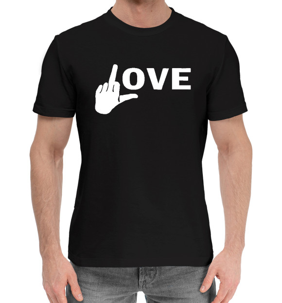 Мужская хлопковая футболка с изображением Love (fuck) цвета Черный