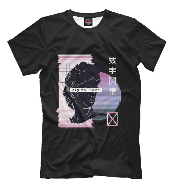 Мужская футболка с изображением Digital love цвета Белый