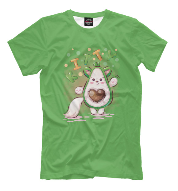 Мужская футболка с изображением Авокадо котенок цвета Белый