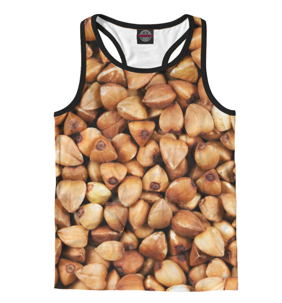 Мужская майка-борцовка с изображением Гречка цвета Белый